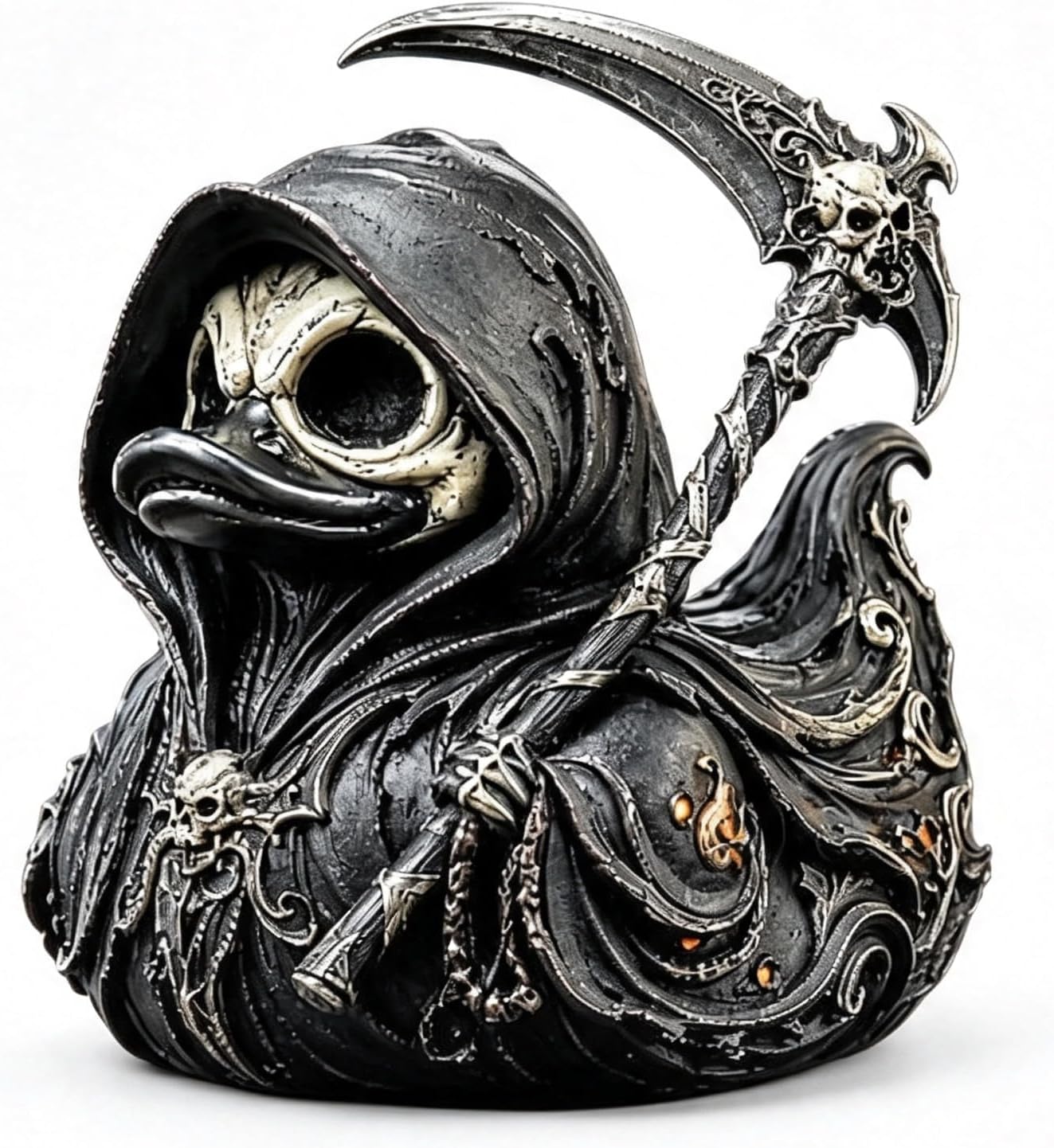 Vintage Collectible Figurines - Grim Reaper Gothic Collectible Duck,Halloween Skeleton