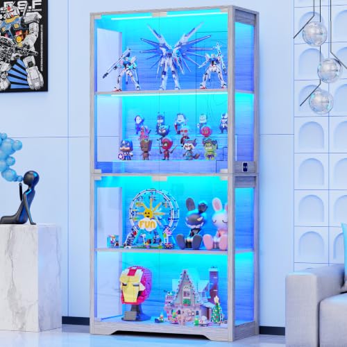 Collectible & Vintage Dolls For Halloween - Display Cabinet with Glass Doors, 4-Tier