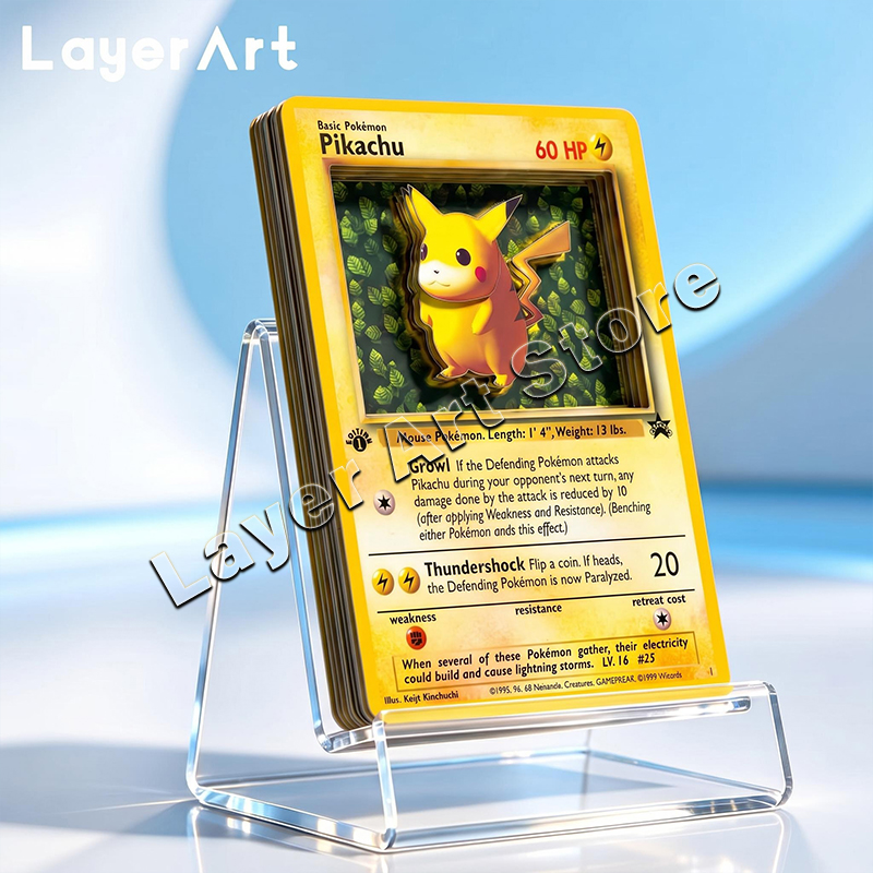 Vintage Pokemon Collectible - 3D Pokemon Layered Card Vintage Pikachu