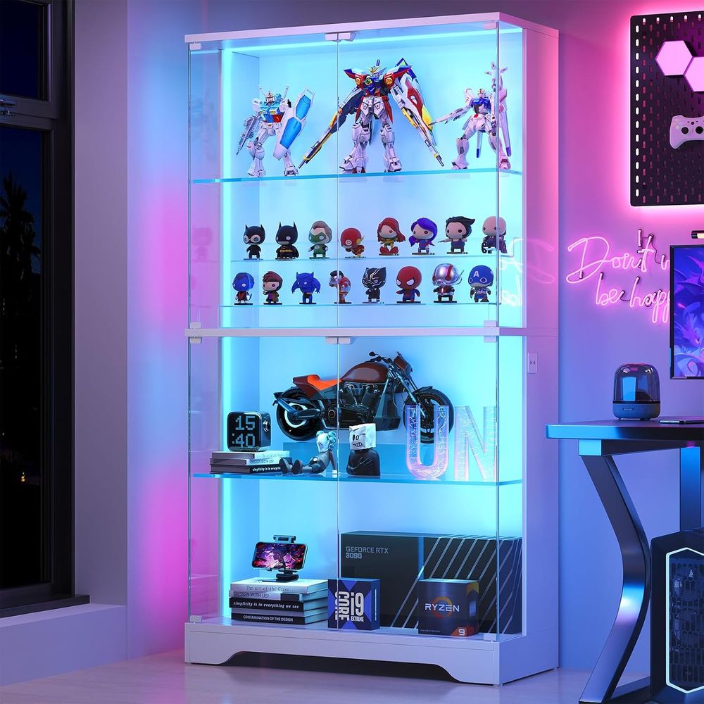 4-Tier Glass Display Cabinet w - đánh giá và giá Collectible & Vintage Dolls For Halloween