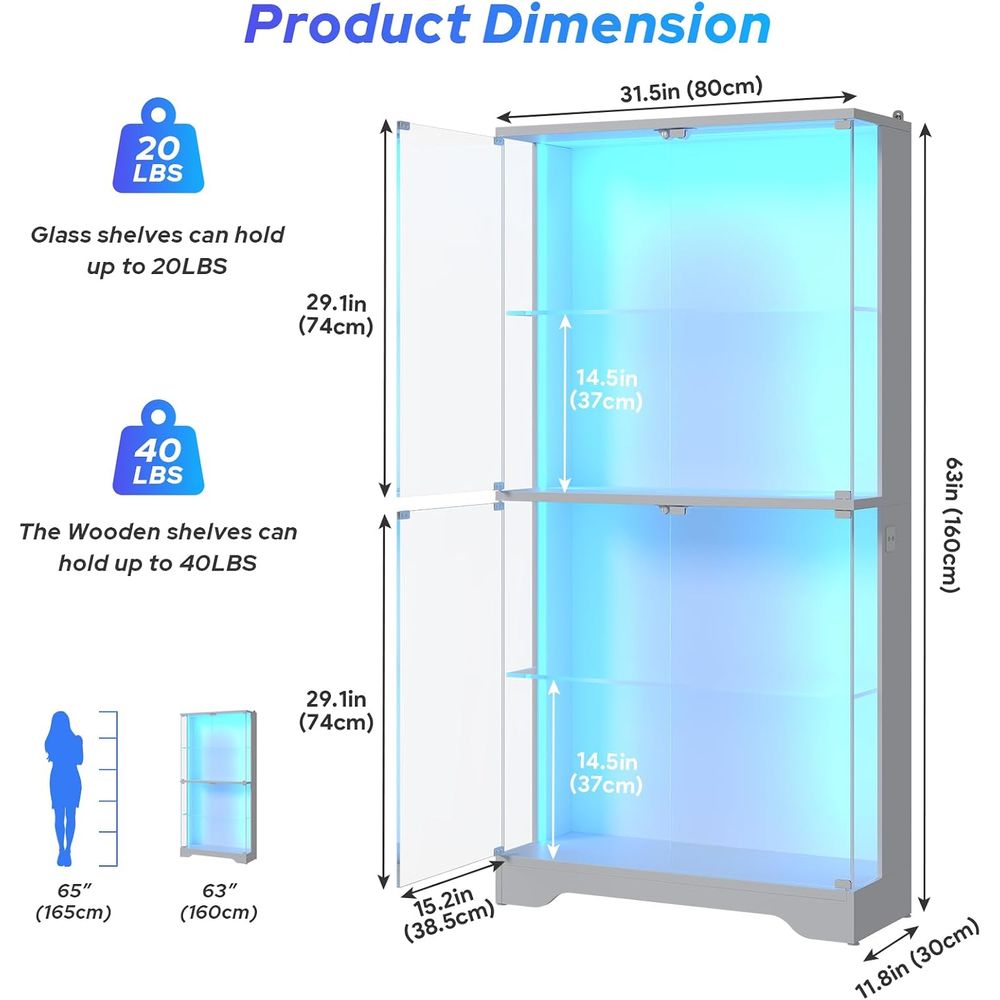 4-Tier Glass Display Cabinet w - đánh giá và giá Collectible & Vintage Dolls For Halloween