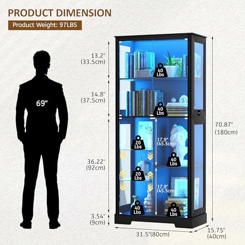 71” Glass Display Cabinet with - đánh giá và giá Collectible & Vintage Dolls For Halloween